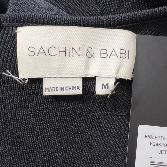 Sachin & Babi Violette Black Beaded Floral Long Sleeve Knit Cocktail Dress M NWT - Picture 8 of 11